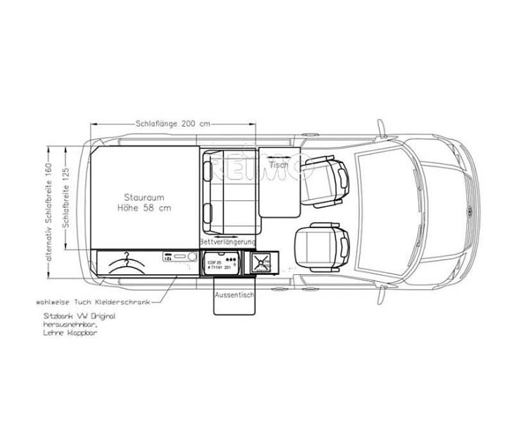 VW T6/5 Letto Maxi Bike & Surf Maxi per retrofitting 11004