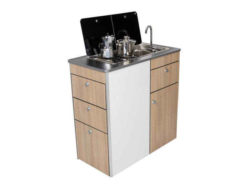 Blocco cucina per Mercedes Sprinter - Piano nero - Mela / Bianco 1569005