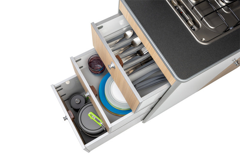 Blocco cucina per Mercedes Sprinter - Piano nero - Mela / Bianco 1569005