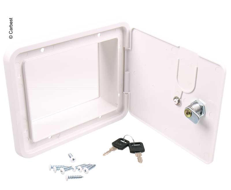 Sportello di servizio con serratura, dimensioni esterne 193x165mm, bianco 30003