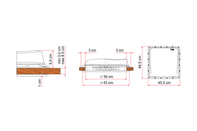 Tetto a gomito Turbo-Vent con ventola da 12 Volt 40x40cm 36187