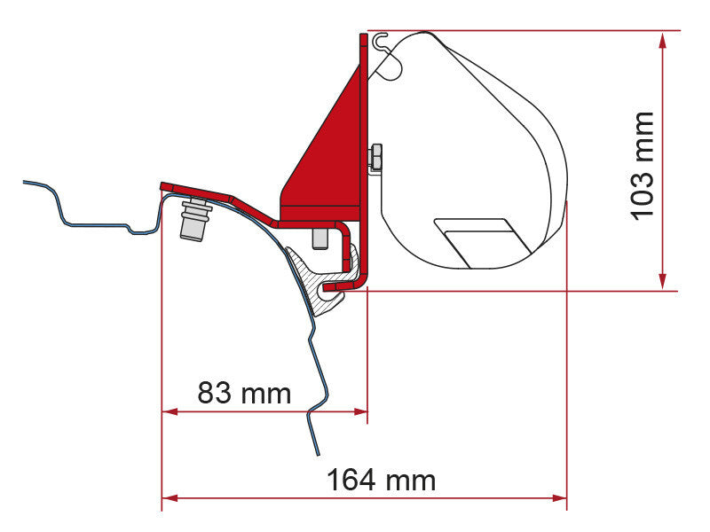Adattatore per tenda da sole per Fiamma F35pro/F45s VW T5/T6/T6.1 con Multirail Reimo - staccabile 426768