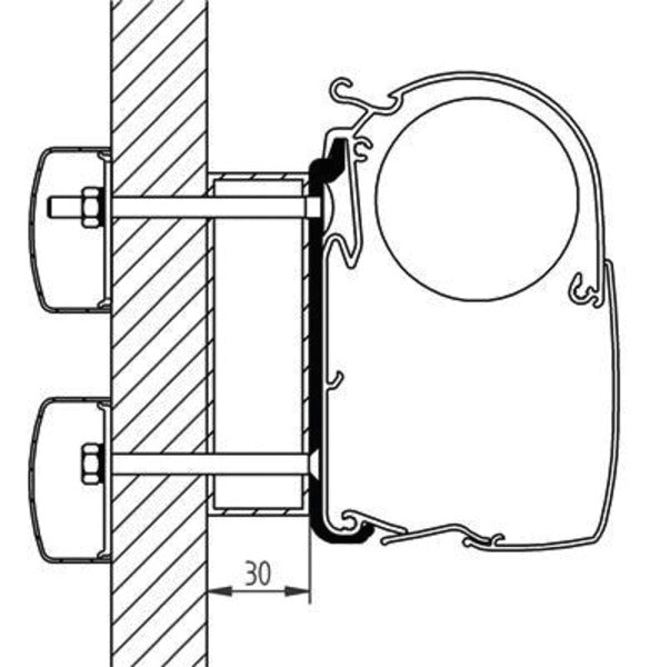 Adattatore per tenda da sole per Omnistor 5200, 8000, 4900 dal 2010 per Eden/ Alegro 43004