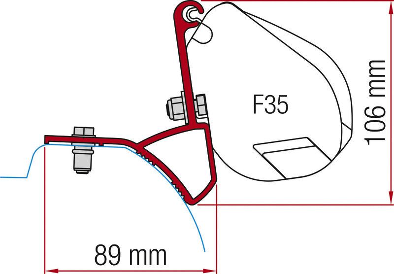 Adattatore Fiamma per tende da sole F35 Pro, Trafic.Vivaro dal 2015 433132