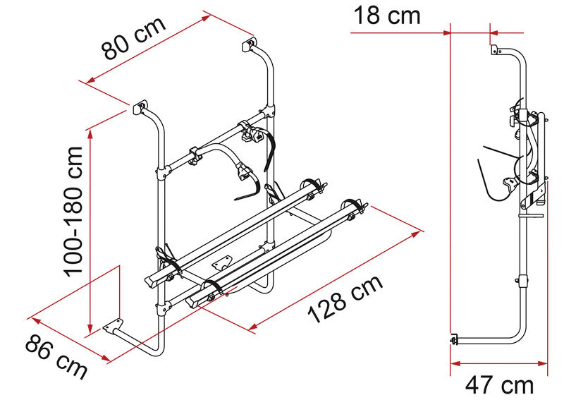 Carrello posteriore in alluminio Carry Bike cpl.f.2 ruote Bürstner Caravan 44162