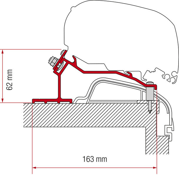 Adattatore tenda da sole F65L o F80S per Hobby Caravan dal 2012 Premium & Ontour 44308