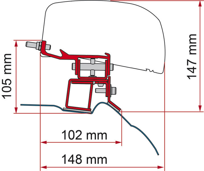 Adattatore per tenda da sole per tetto F40van Mercedes classe V a partire dal 2014 44337