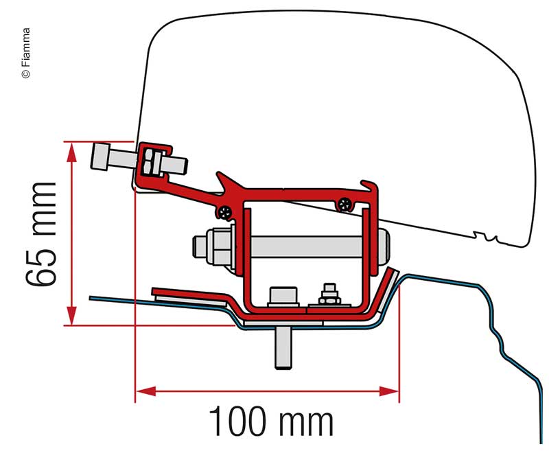 Adattatore per tenda da sole per tetto F40van Renault Trafic a passo lungo dal 2014 44338
