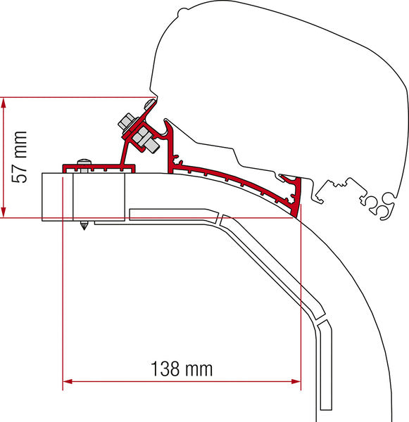 Adattatore tenda da sole F65L e F80S Arca Mobilvetta 44481