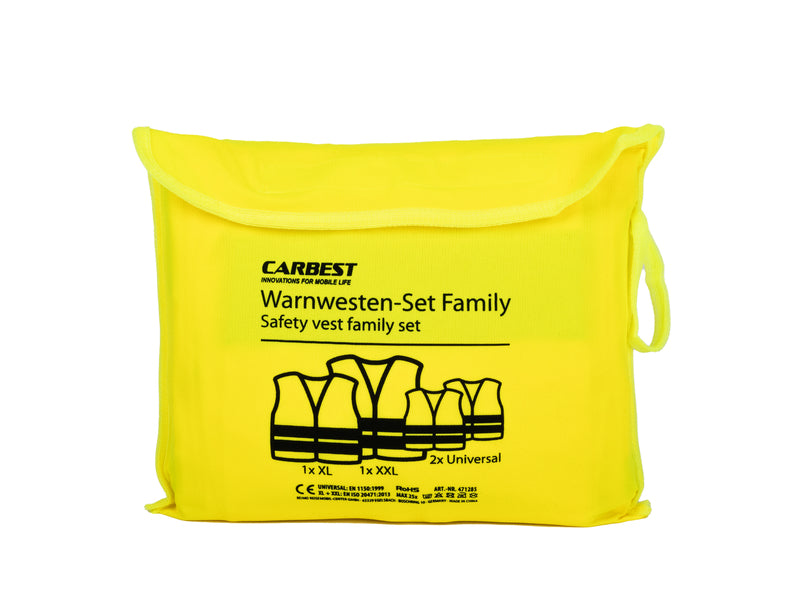 Gilet di segnalazione giallo, 2x adulti (1x XL/1x XXL) + 2x bambini 471285