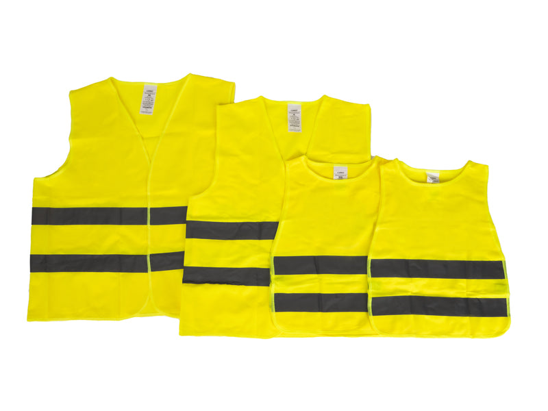 Gilet di segnalazione giallo, 2x adulti (1x XL/1x XXL) + 2x bambini 471285