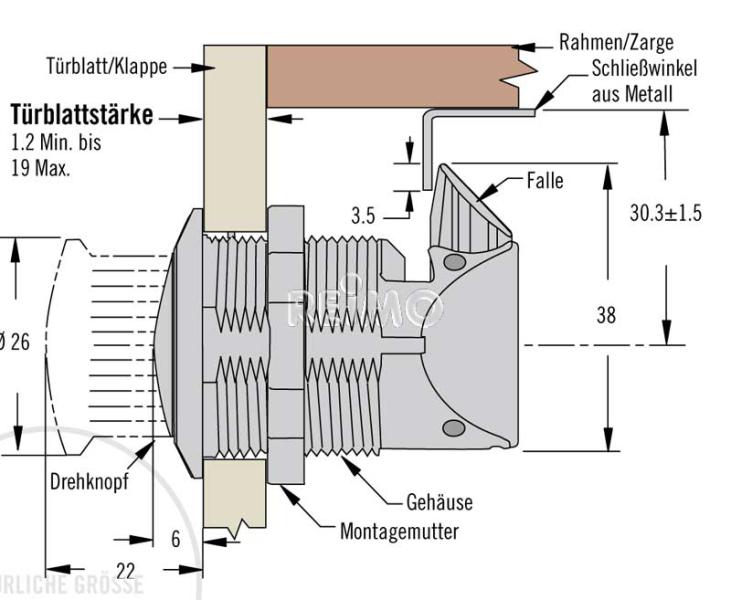 Drehpushlock, Einloch 1,2 52534