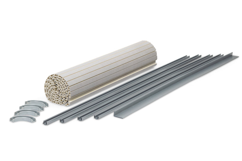 Kit tapparelle con lamelle, guide, curve, profilo angolare, beige 53045
