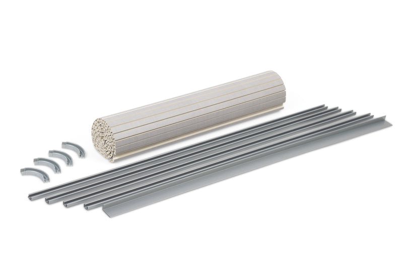 Kit tapparelle con lamelle, guide, curve, profilo angolare, beige 53045