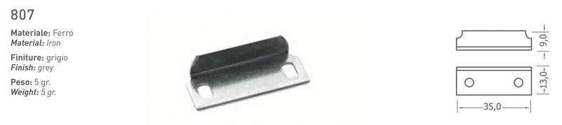 Piastra di battuta in metallo, 35x13x13x9mm 534191