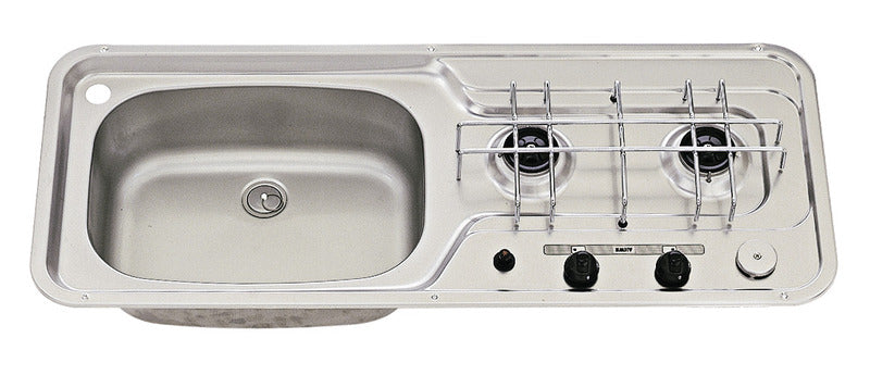 lavello/cucina 800x320 lavabo piezo in acciaio inox a 2 fiamme sinistra 30mbar 70167