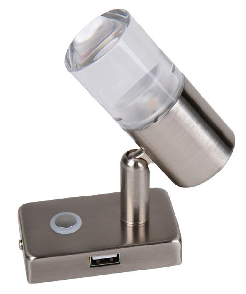 Spot LED con interruttore a sfioramento e porta USB nella base 83189