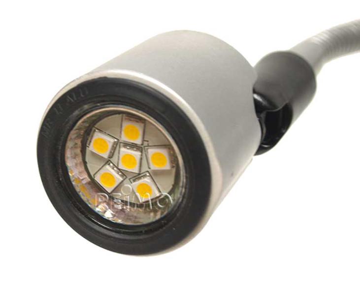 Lampada da lettura a LED 12V, 1W, argento opaco, 130mm, a superficie fissa SB 83395