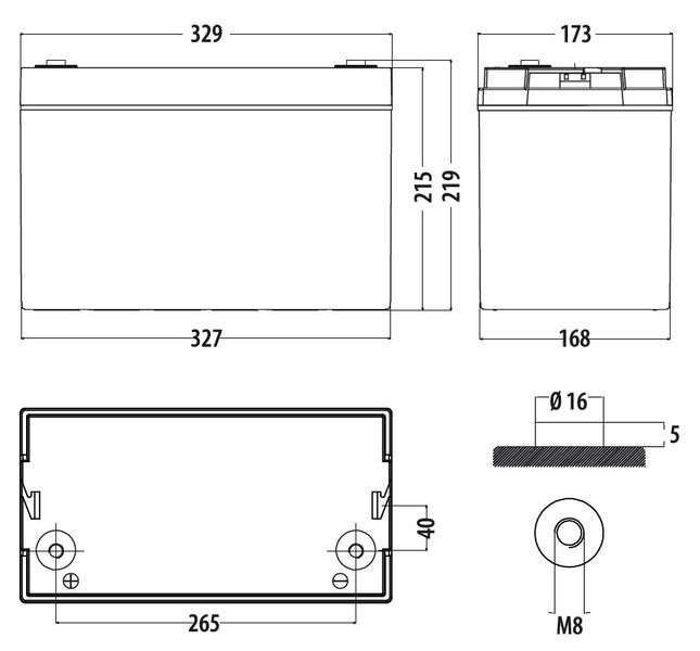 Batteria AGM a ciclo profondo 120Ah 850536