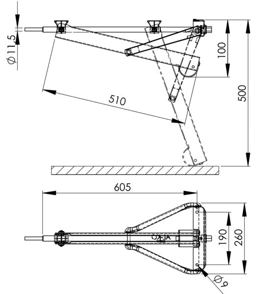 Supporto a innesto AL-KO normale 800kg, dimensione di installazione 605mm 91347