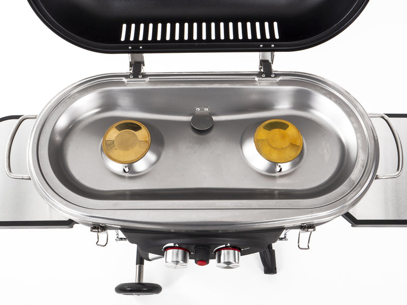 Carrello barbecue a gas a 2 fuochi con pilota di sicurezza - 50 mbar 916884