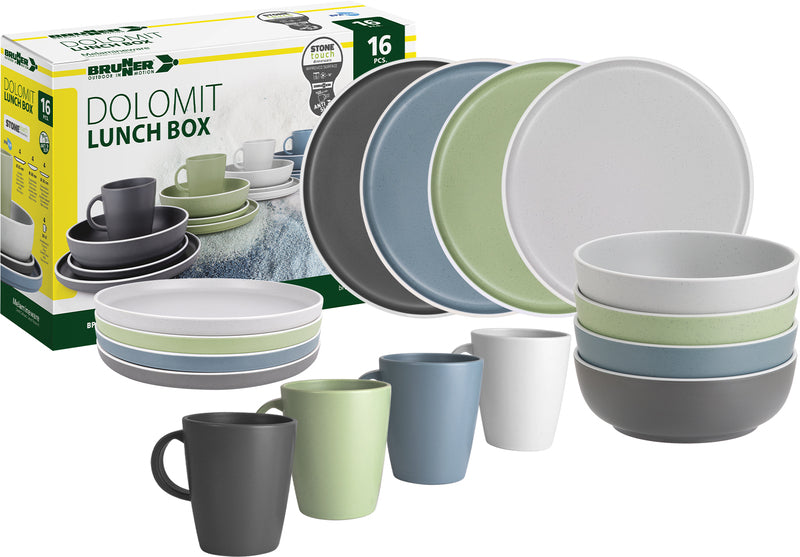 Set di stoviglie in melamina Dolomit - 16 pezzi - Per 4 persone 917051