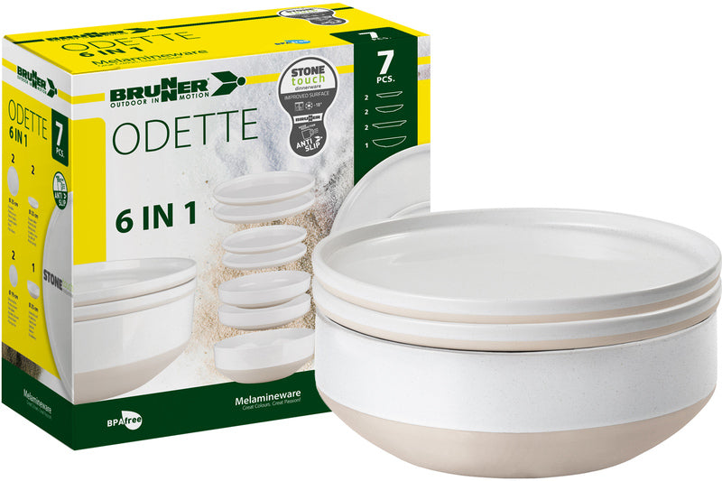 Set di stoviglie in melamina Odette - 7 pezzi - Per 2 persone 917053