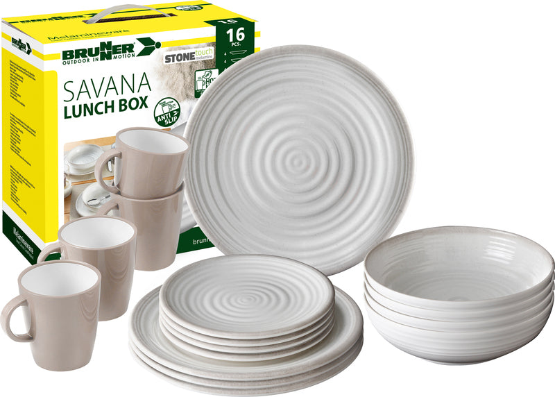 Set di stoviglie in melamina Savana - 16 pezzi - Per 4 persone 917054