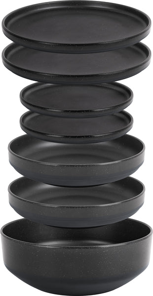 ODETTE - Set di stoviglie in melamina, effetto pietra/porcellana 917078