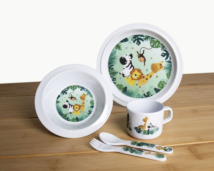 Servizio stoviglie per bambini in melamina SAFARI 5 pezzi. 917983