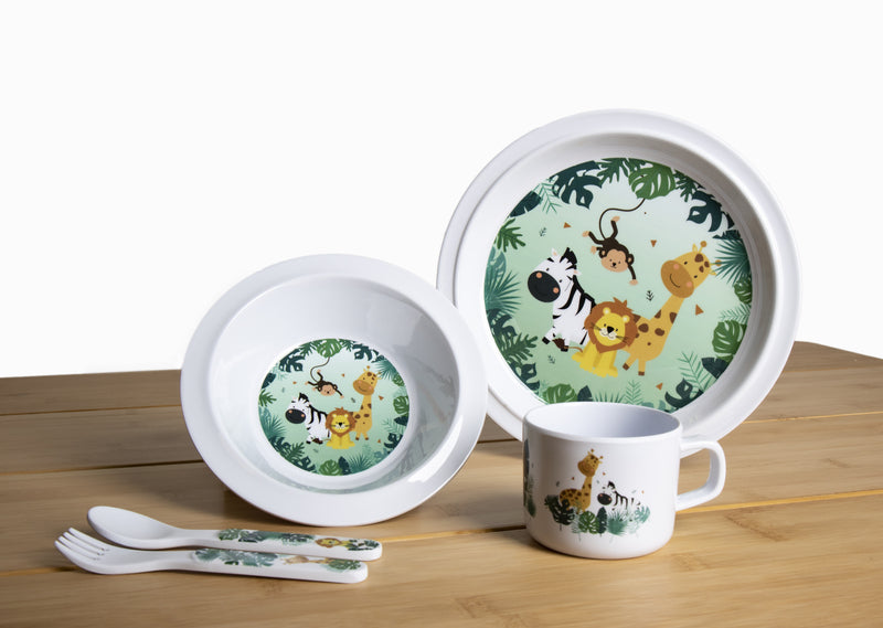 Servizio stoviglie per bambini in melamina SAFARI 5 pezzi. 917983