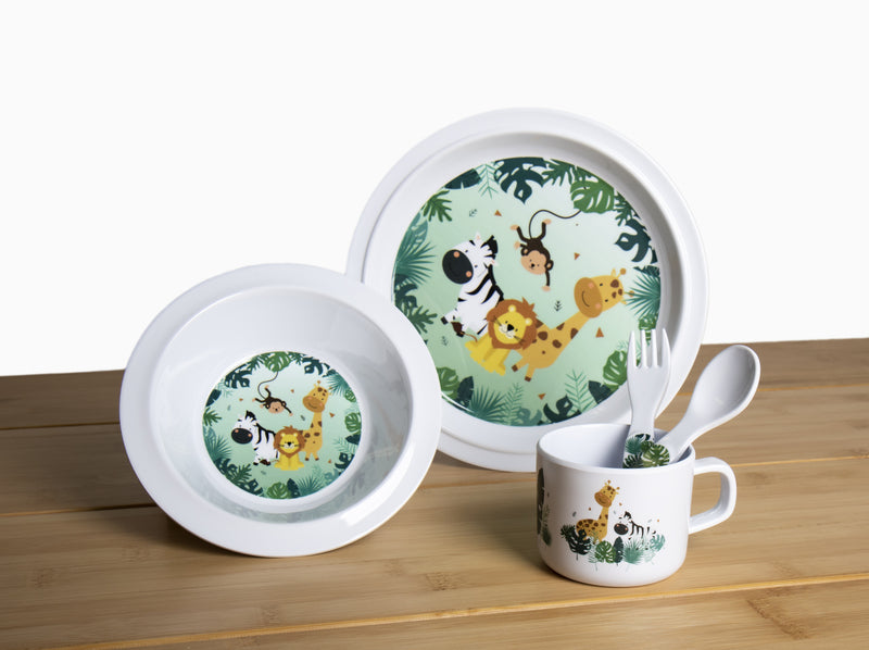 Servizio stoviglie per bambini in melamina SAFARI 5 pezzi. 917983
