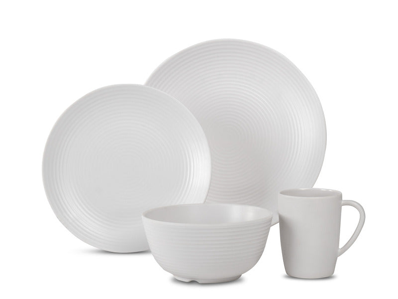 Set di stoviglie in melamina Lund -16 pezzi - Bianco 918105