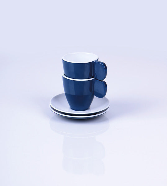 Tazzine espresso in melamina, set di 2 tazze, blu scuro/bianco, 2 tazze+2 piattini 930932