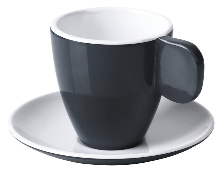 Tazzine espresso in melamina, set da 2, antracite/bianco, 2 tazze + 2 piattini 930933