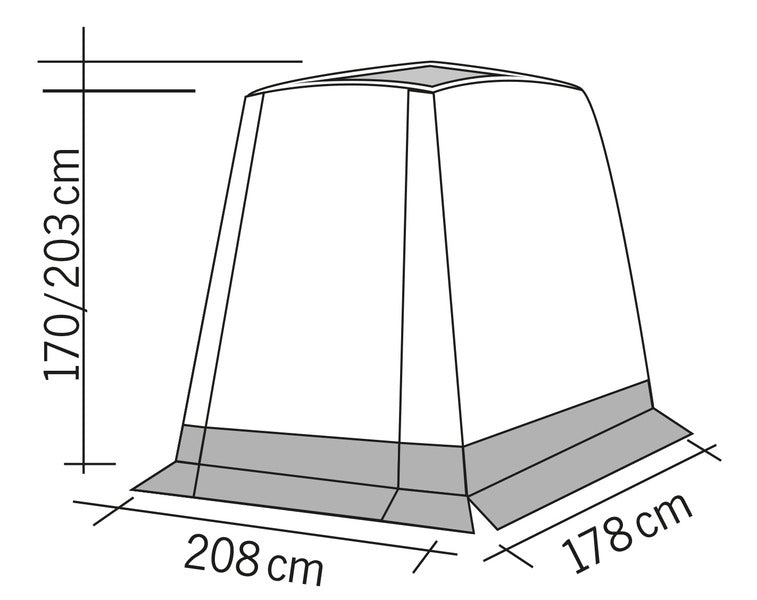 Tenda posteriore TRAPEZ per Caddy Base area B208xT178cm 93791