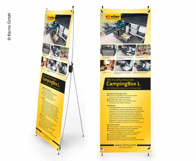X-Banner - Motivo: Reimo Campingbox L, Tedesco, Dimensioni: 60x180cm 953501