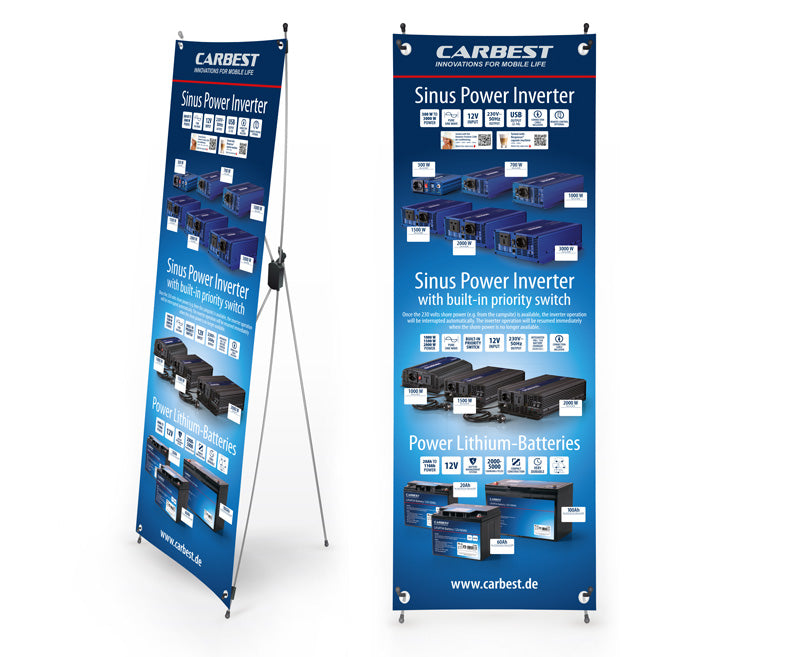 Carbest X-Banner-Motiv:Inverter,Lithiumbatterie,English,Größe:60x180cm 953523