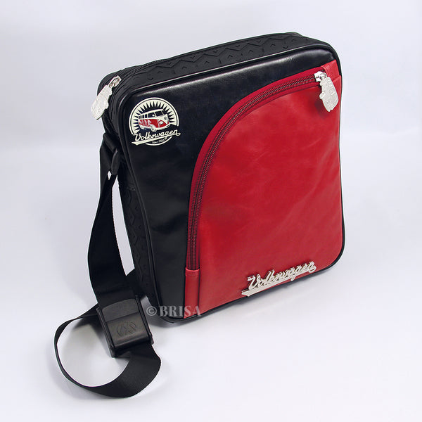 Borsa a tracolla VW Collection "battistrada",26x22x7cm,nero/rosso 955551