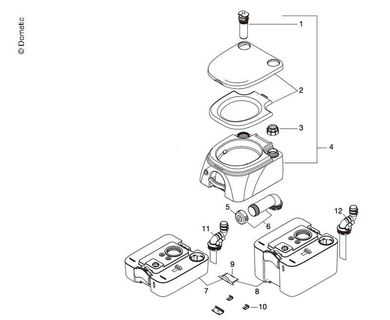 Serbatoio delle acque reflue per la toilette da campeggio Dometic 972/974 E8340