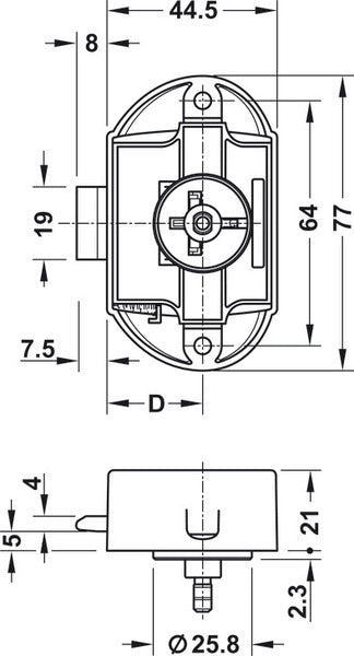 Serratura a vite Push-Lock - Azionabile da un solo lato - Marrone E9992