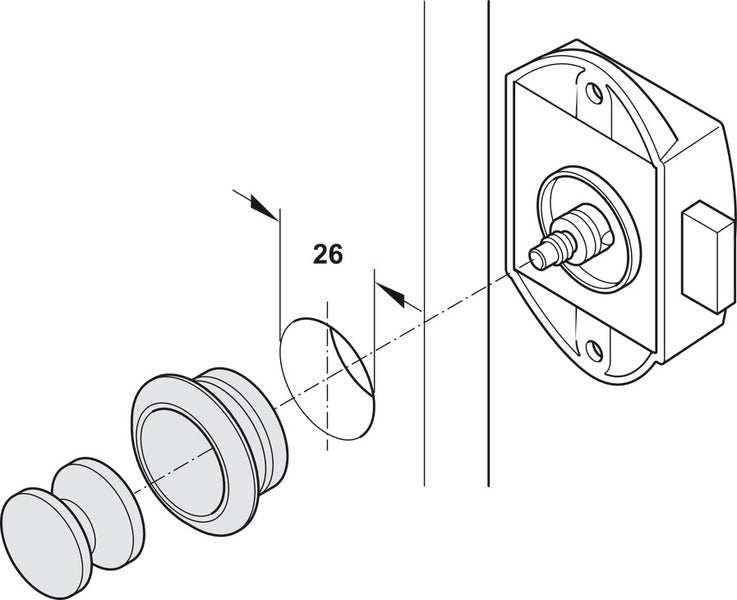 Serratura a vite Push-Lock - Azionabile da un solo lato - Marrone E9992