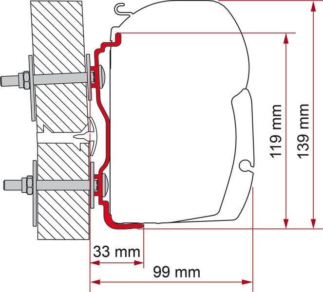 Markisen-Adapter Hymer ab 2016 F45 300cm M44475